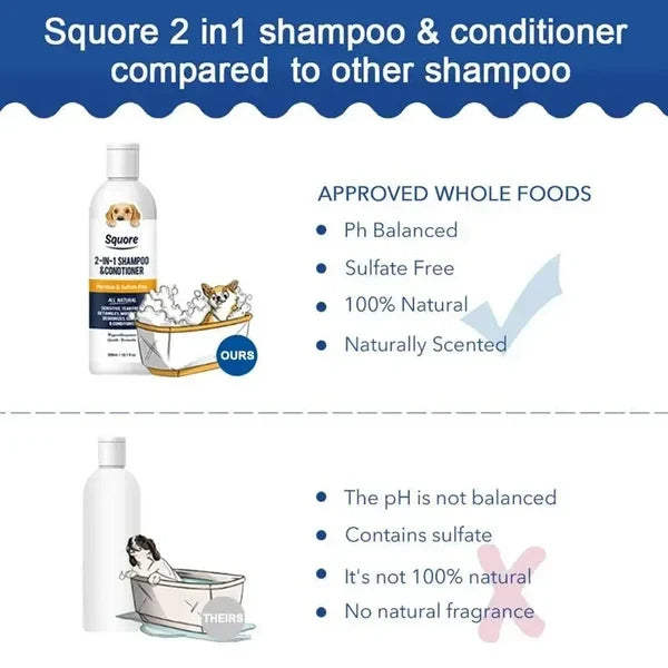 2-in-1 pet shampoo and grooming product, deodorizing and fragrant pet shampoo